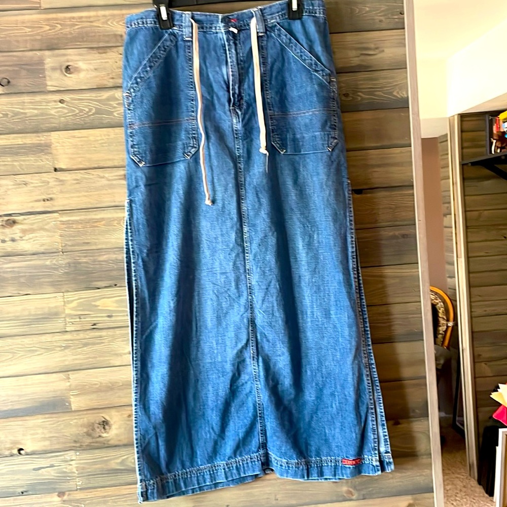 Lucky Brand long denim skirt w/ thigh side split